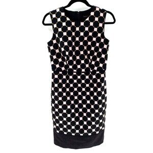 Women's Ann Taylor Pink Black Polka Dot Sleeveless Sheath Dress Size 2 4 ?
